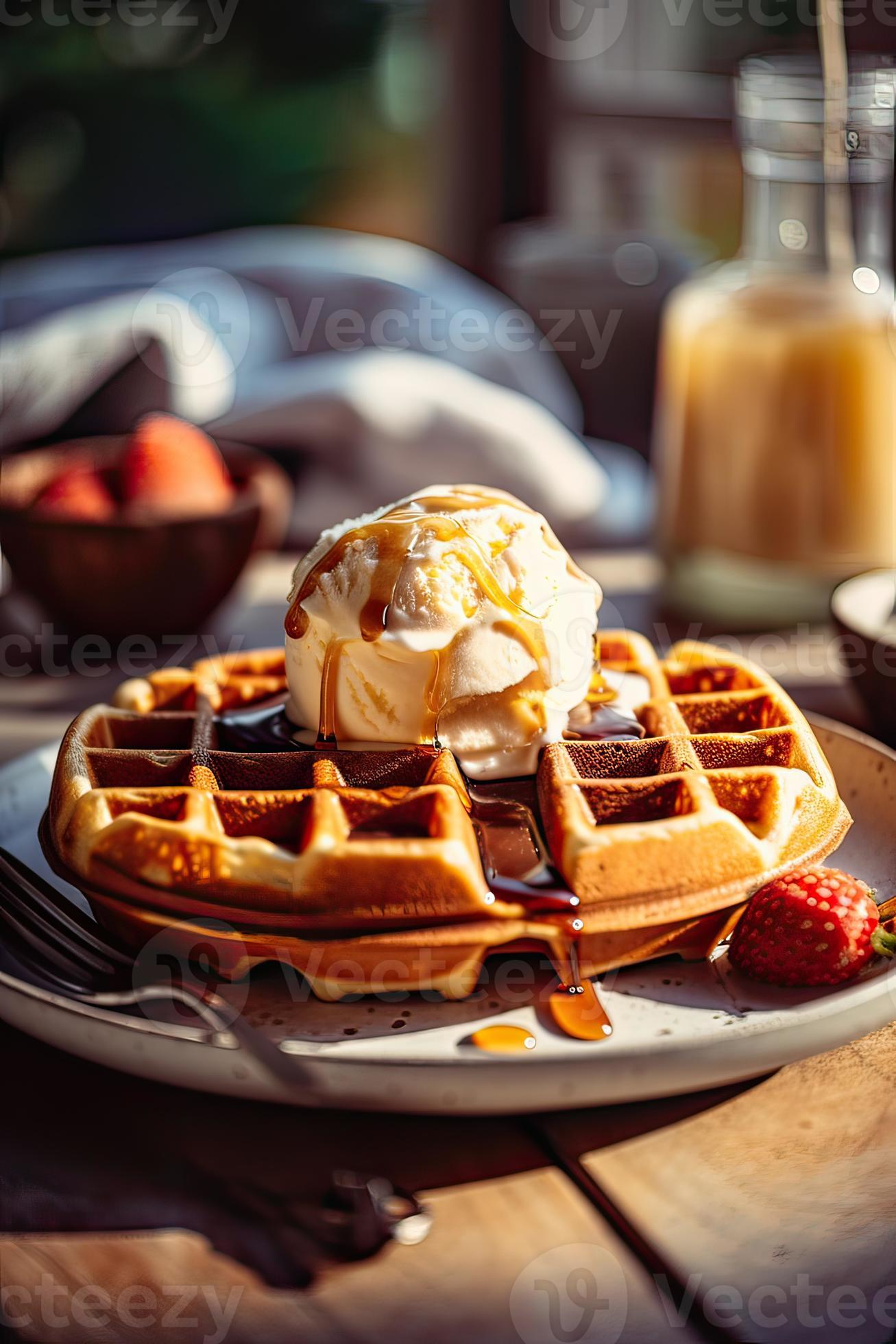 MAPLE WAFFLE WITH ICE CREAM